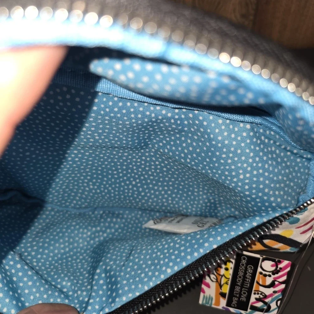 Brighton Graffiti Love Crossbody Belt‎ Bag Womens Small Multicolor Canvas Travel